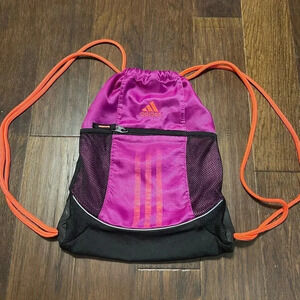 Adidas Sackpack Drawstring Backpack Bag Stripes Gym Travel